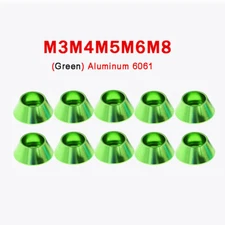 M3-M8 Anodized Aluminium Cone Cup Head Washers Fit Socket Cap Screws Bolts Green
