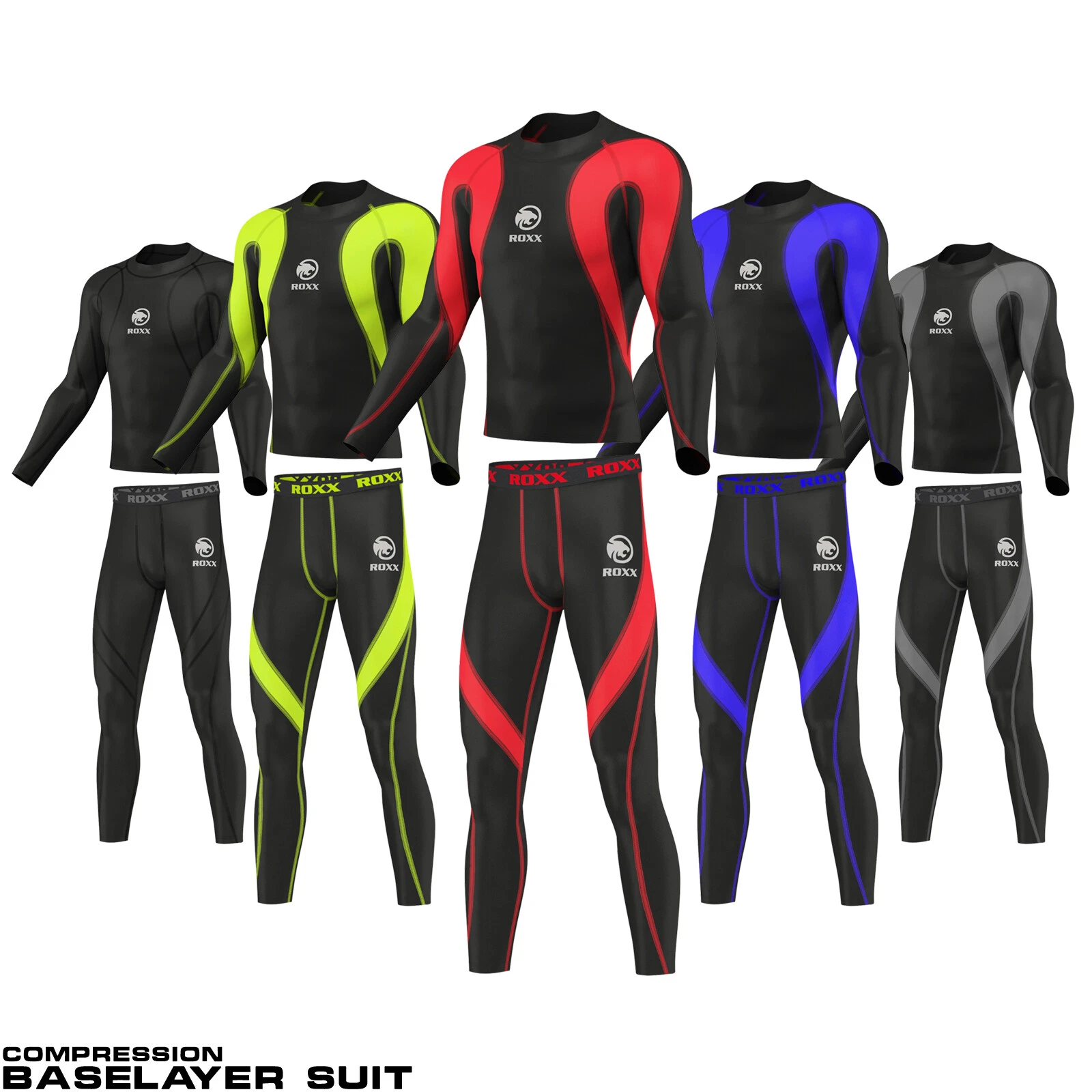 ROXX Mens Compression Tights+Top Base Layer Skin Tights Shirt Armour Full Suit
Opens in a new window