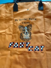 Custom Embroidered Fast CAT Tote Bag, Border Collie