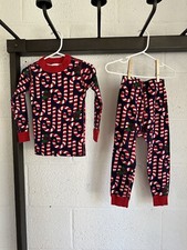 EUC Hanna Andersson Candy Cane Pajamas SZ 90 US 3T Long Johns 2-piece Holiday