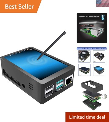 Compact 3.5 Inch Touchscreen Monitor for Raspberry Pi 4 with Adjustable Fan