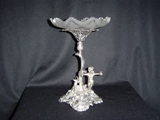 Victorian silverplated Compote Cupid with bowl circa 1905