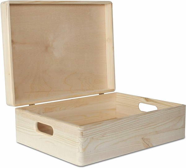 Creative Deco Xl GroßE Natur Holz-Kiste Mit Deckel | 40 X 30 X 14 Cm (+/-1Cm)-image