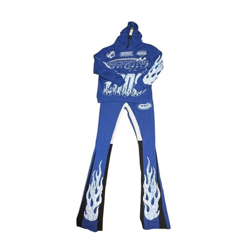 Rockstar Original Blue Flame Track Suit Hoodie Pants Set Streetwear Size S - Bild 3 von 15