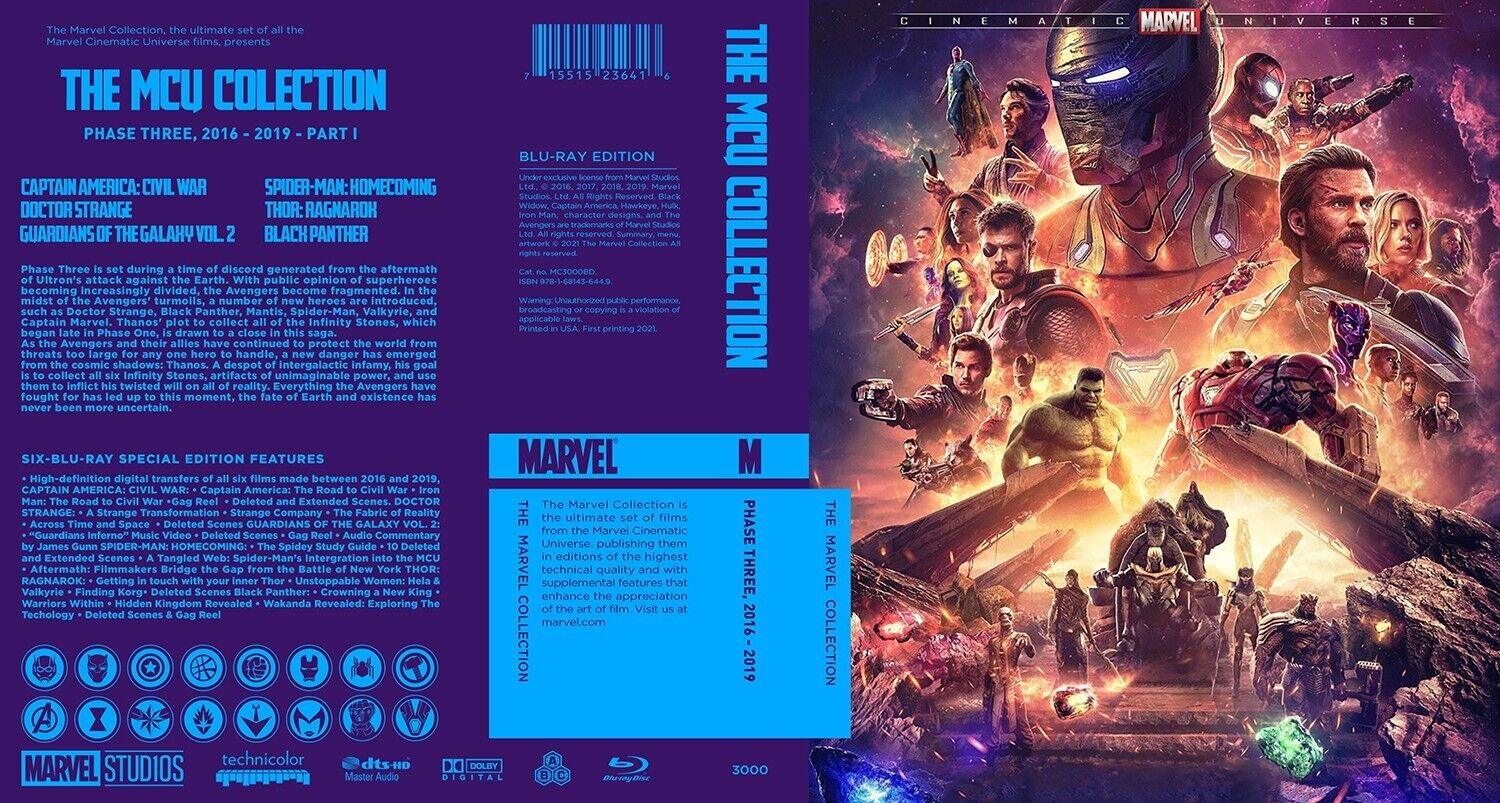 Marvel MCU Collection Phase 1-4 Blu-ray Cover W/ Case (No Discs