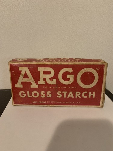 Vintage 12 oz  Argo Gloss Starch Red Box Sealed - Picture 1 of 6