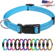 Reflective Dog Collar Small Adjustable Quick Release Safety Buckle Nylon New