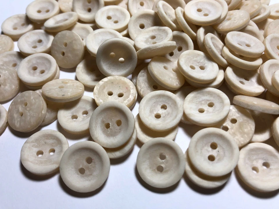 50 IMITATION STONE BUTTONS  15/mm 5/8" Made In Italy Natural Shade 2hole - Image 2 of 4