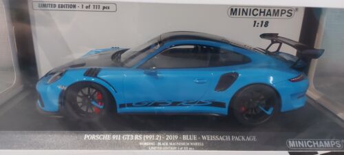 Rare Porsche 991 Gt3 RS 2019 Pack Weissach  Bleu 1 of 111  1:18 MINICHAMPS  - Afbeelding 1 van 1