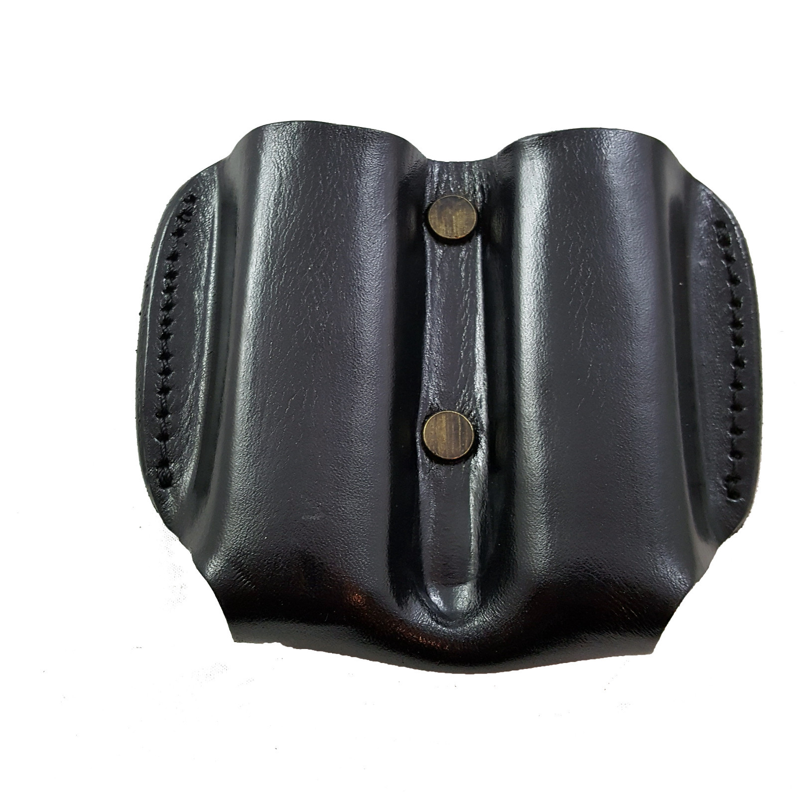 Armadillo Holsters Black Leather Double Mag Pouch for Single Stack Magazines-image