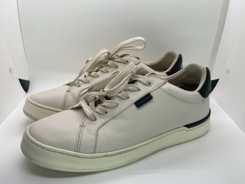 COACH Leather Tennis Shoes Cream Color Low Top Sneakers - Men 9 / Women 10.5 - Picture 1 of 8