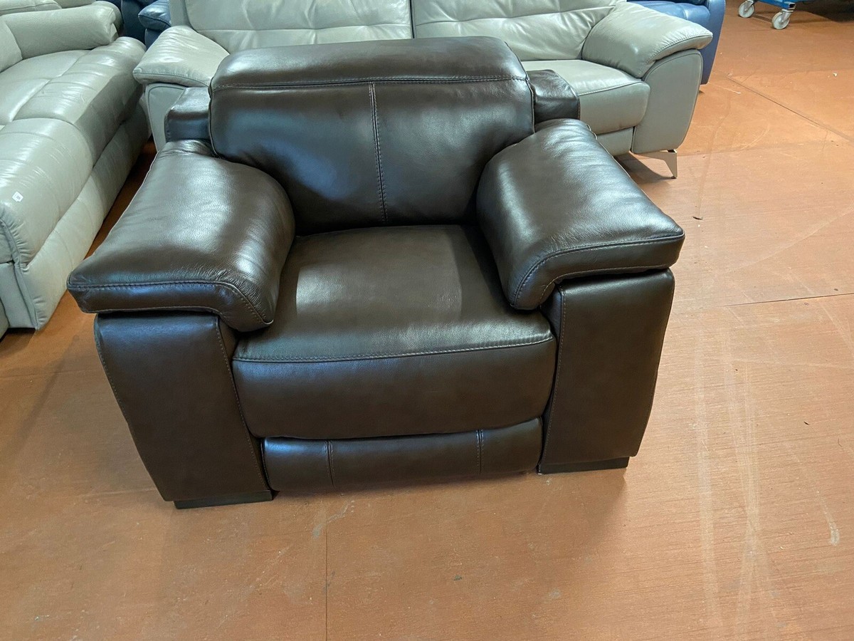 Sofology Lawrence Armchair power reclining Brown Leather Usb UK