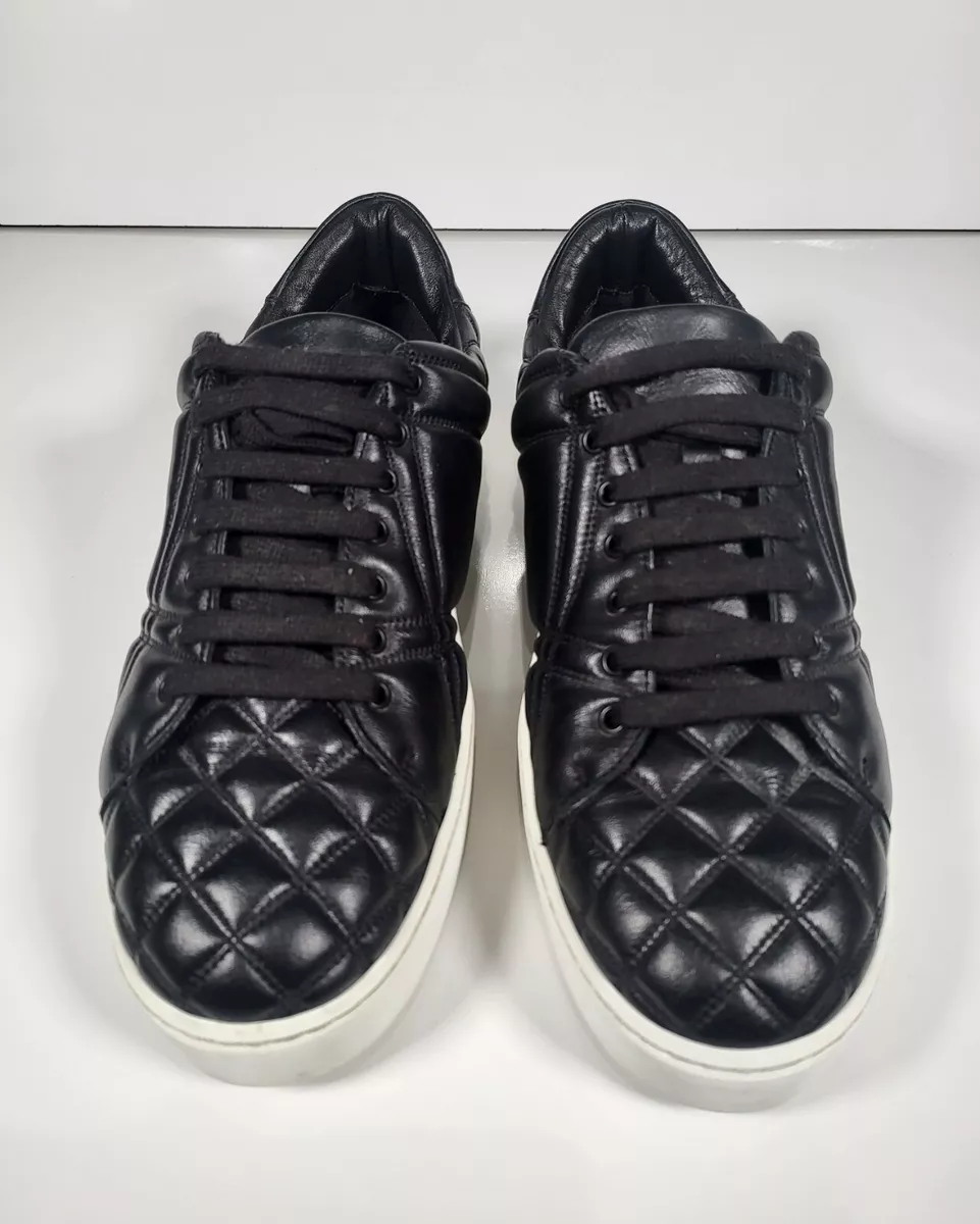 Burberry Westford Quilted Black Leather Sneakers Low Top Size 39
