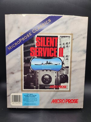 Silent Service II Submarine Game MicroProse 3.5'' Floppy Disc IBM PC Open Box New