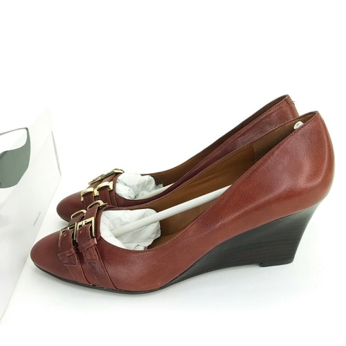 Nine West Zabaar pumps Womens Size 9.5 Dolce Wedge Pump Cognac Brown Leather - Picture 4 of 9