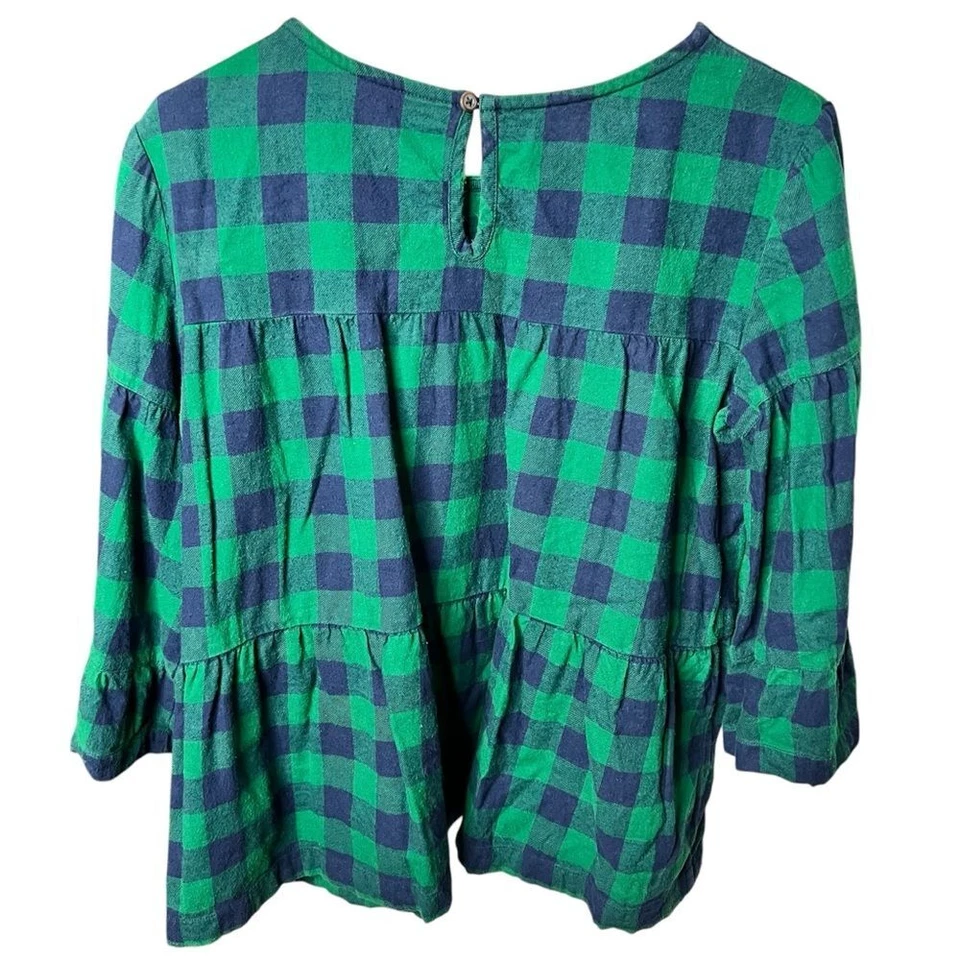Hanna Andersson Girls Dress Medium Plaid Holiday Flannel Cotton Green Blue - Image 2 of 4