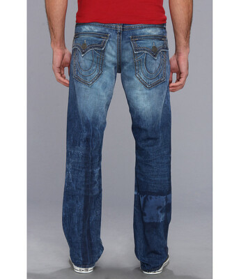 TRUE RELIGION STRAIGHT 極太ステッチ デニムパンツ 30 True Religion Men's Ricky Big T Straight Flap Jean, Chalk