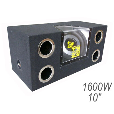 NEW Audiotek Dual 10'' 1600 Watts Power Audio Car Loaded Band Pass Subwoofer Box