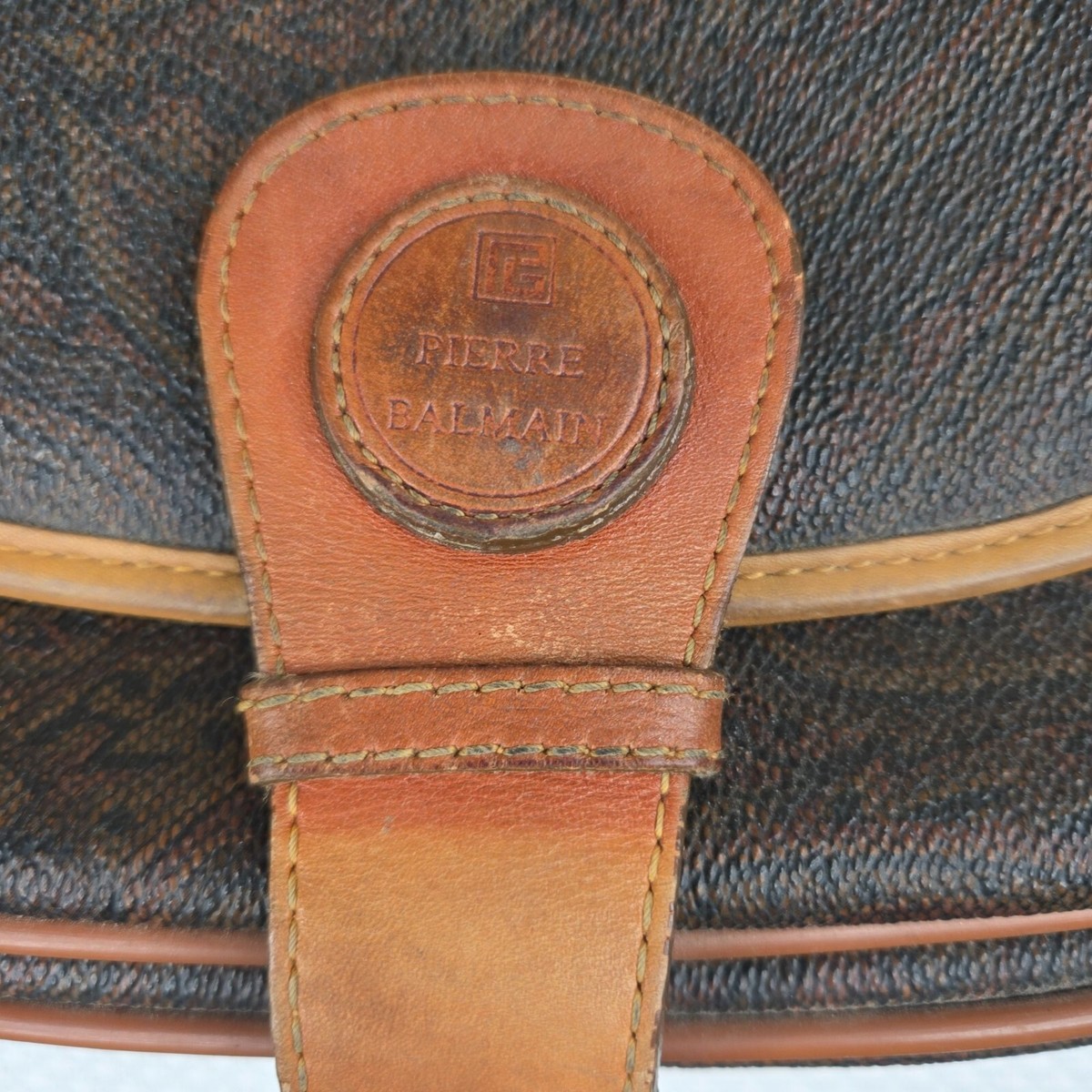 Vintage Pierre Balmain Brown Leather Canvas Paisley Vintage Pierre Balmain Brown Leather Canvas Paisley