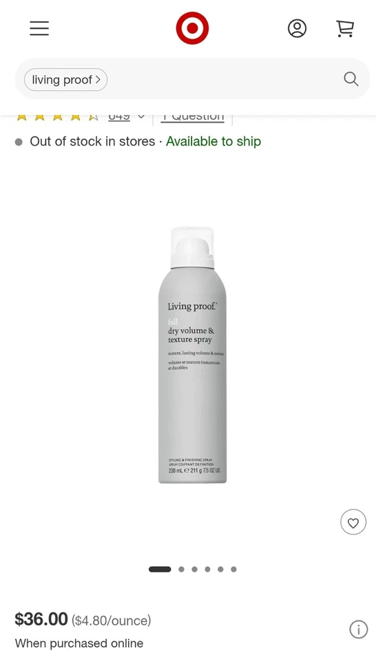 Pack de 6 LIVING PROOF FULL DRY VOLUMEN & TEXTURA SPRAY 7,5 OZ Foto 3 de 3