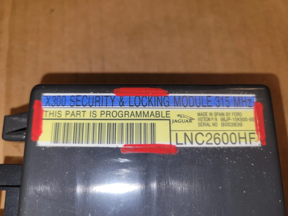 Jaguar XJ8 XJR 1998 1999 2000 MÓDULO DE CONTROL DE BLOQUEO DE ROBO DE SEGURIDAD LNC2600HF Foto 3 de 4