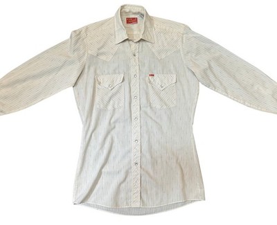 Vintage Style Ely Plains White Pearl Snap Western Shirt Mens Sz 14  Cowboy Cool