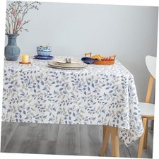 Rustic Tablecloth Classic Plant Leaf Printed Linen 70" x 52" Rectangular