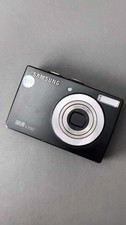 Used Samsung Blue L100 Digital Camera Point Shoot Retro Cream Skin Smoothing Fla