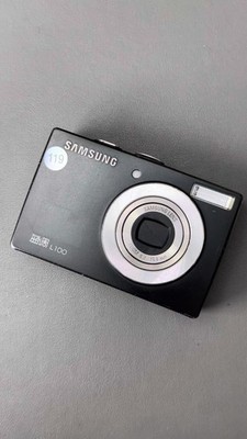 Used Samsung Blue L100 Digital Camera Point Shoot Retro Cream Skin Smoothing Fla