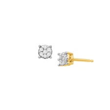 Finecraft 1/10 cttw Diamond Composite Stud Earrings in 10K Yellow Gold