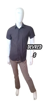 Devred Taille S Superbe chemise manches courtes marron foncé homme chemisette - Photo 1/4