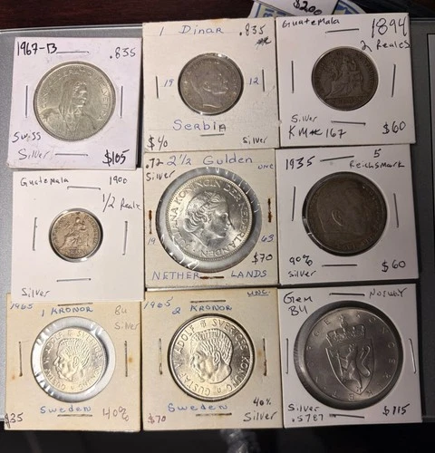 4 Ounces of Silver Foreign World Coins Mixed Lot Gem Uncirculated $20 Per Start