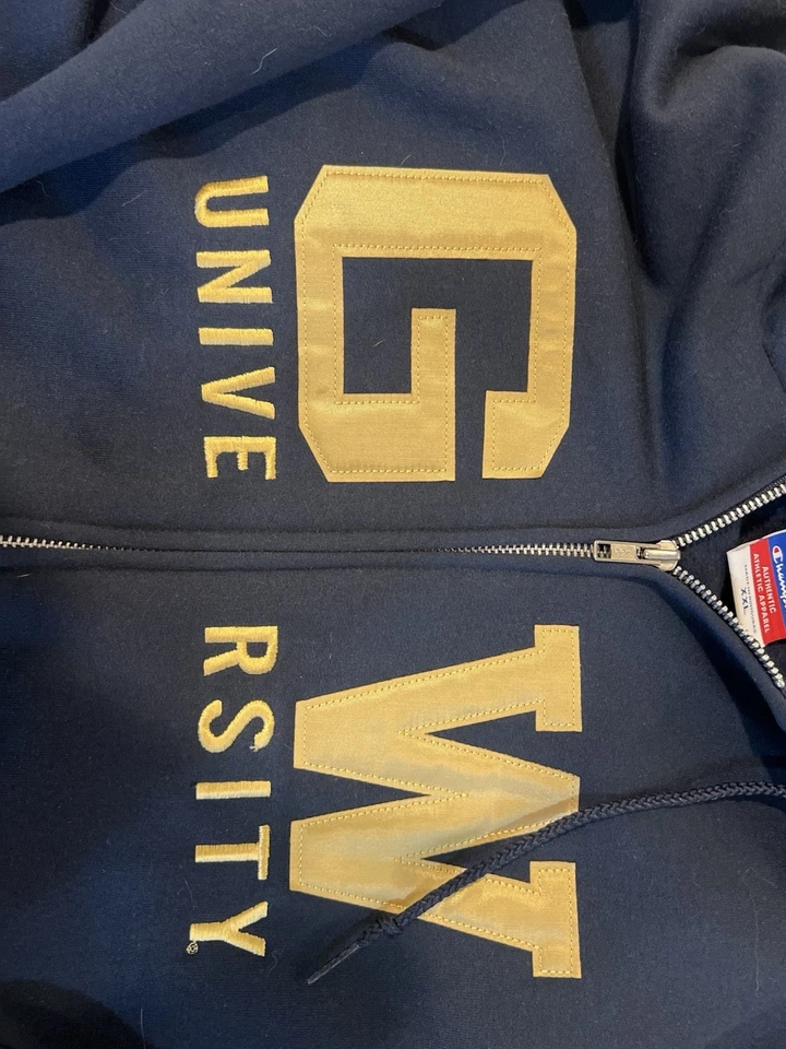 Мужская толстовка с капюшоном 2XL Champion George Washington University вышитая синяя на молнии - Изображение 3 из 4
