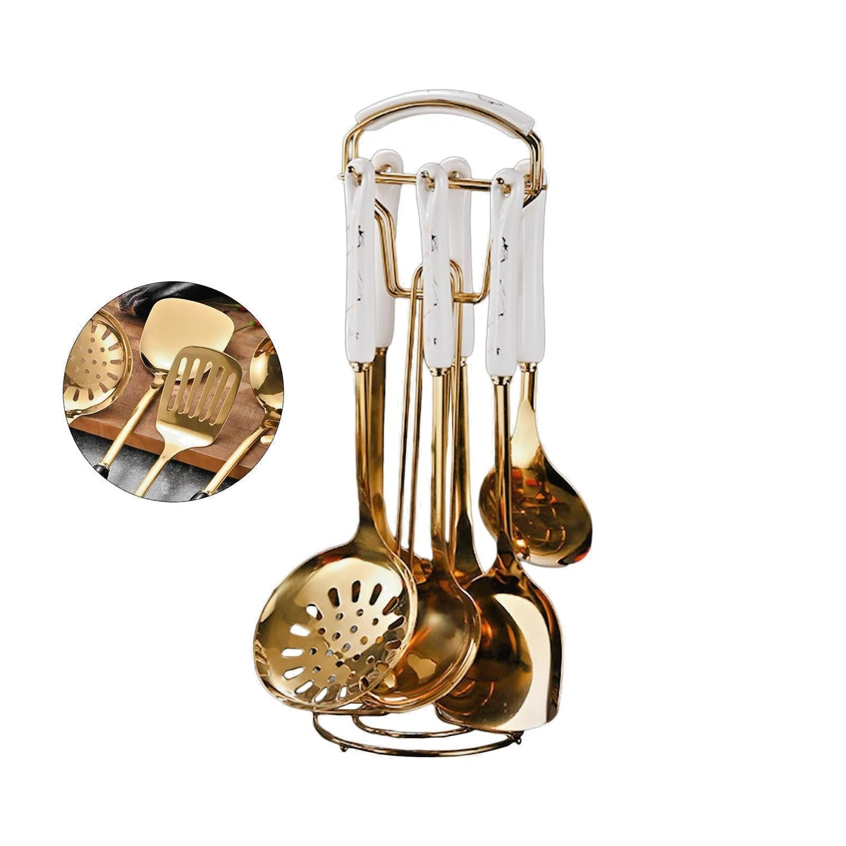 Set 4 Cucchiaini In Porcellana Peohud 17,8 Cm - Porta Cucchiaio Lavabile In Lavastoviglie