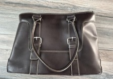 Leather Professional Work Tote / Briefcase   Brown   Large   Zippered
