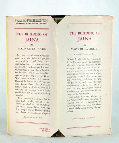 Mazo De La Roche Building of Jalna Whiteoak Chronicle Candian Historical Fiction - Picture 3 of 7