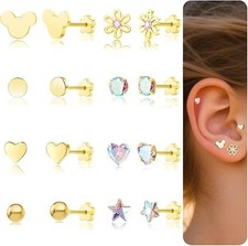 Hypoallergenic 14K Gold Earrings for Girls Women, Toddler Screw Back Baby Earrin
