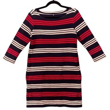 Uniqlo Womans Dress Size M Striped Dress Boatneck Red White Blue Casual