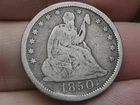 1850 P Silver Seated Liberty Quarter- Philadelphia, VG/Fine Details