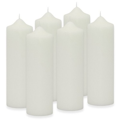 6 Stück Wenzel Stumpenkerzen 230x70mm Kaminkerzen Spitzkopf Rohlinge Weiß-Creme