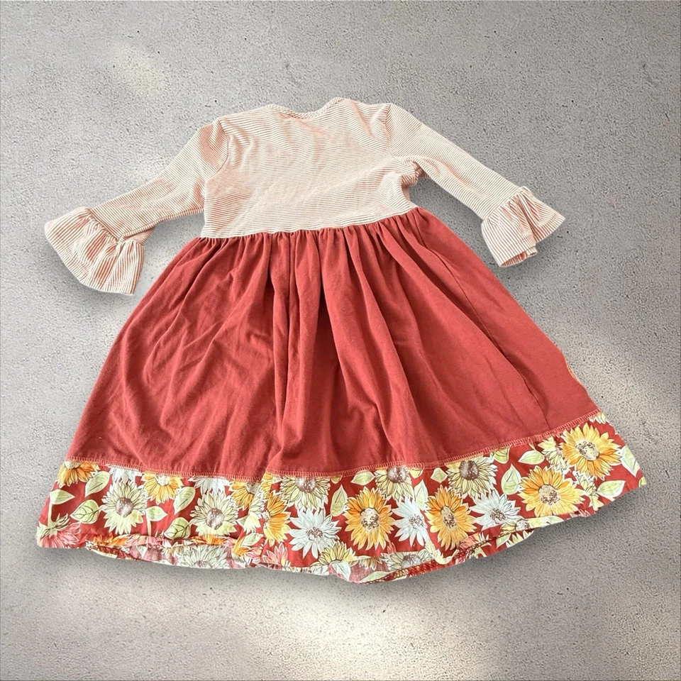 Vestido Bonnie Jean Niñas Otoño Cosecha Talla 6 Apliques Calabaza Manga Campana Foto 2 de 3