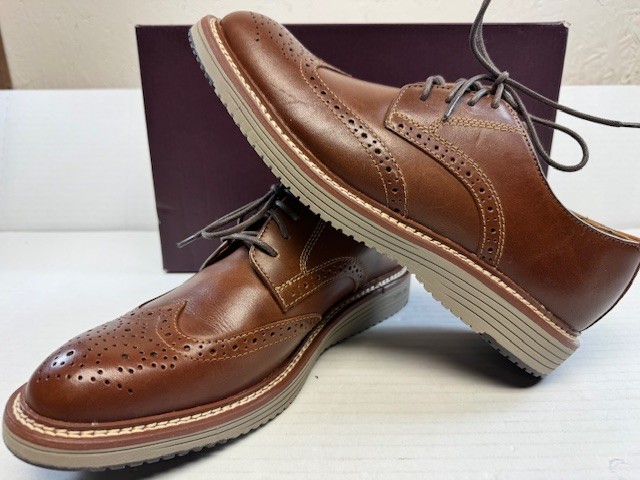 Johnston & Murphy Upton Wingtip Dress Casual Shoe, Tan Full Grain, 8.5 M