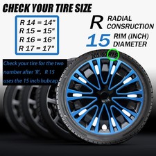 Tapacubos 4 piezas 15" azul negro cubiertas de rueda para neumáticos Corolla R15 y ruedas de plástico