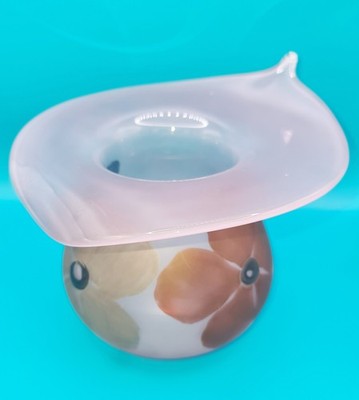 Eisch Vase handbemalt Blumenmuster Vintage ca. 19 x 16cm