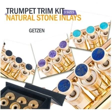 GETZEN Trumpet Trim Kit. 3 sizes.KGUBrass. With 4 natural stone inlays.Raw brass