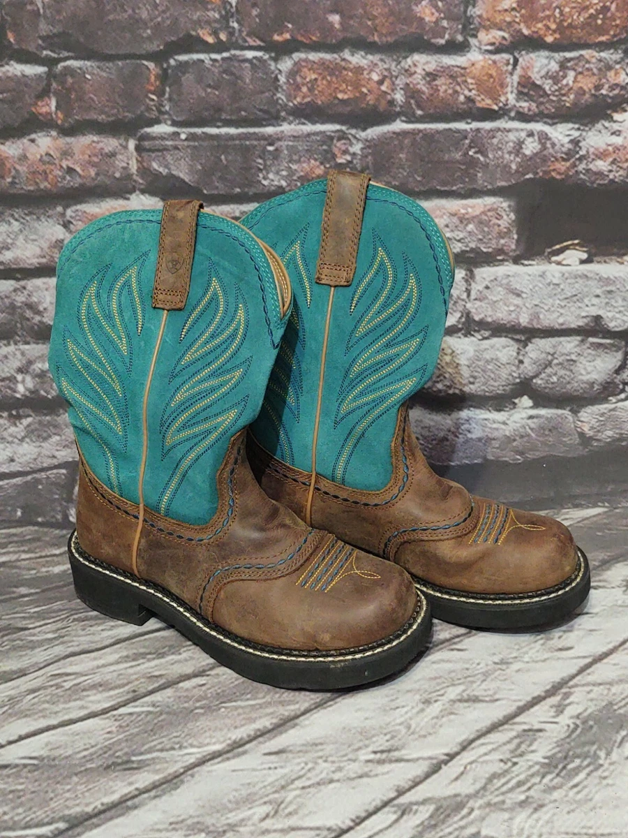 Brown and top teal cowgirl boots