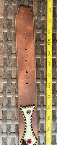 Unisex Brown Vintage Hair On Leather Studded Belt Size Med Unbranded 8/9 Oz 34 - Picture 5 of 13