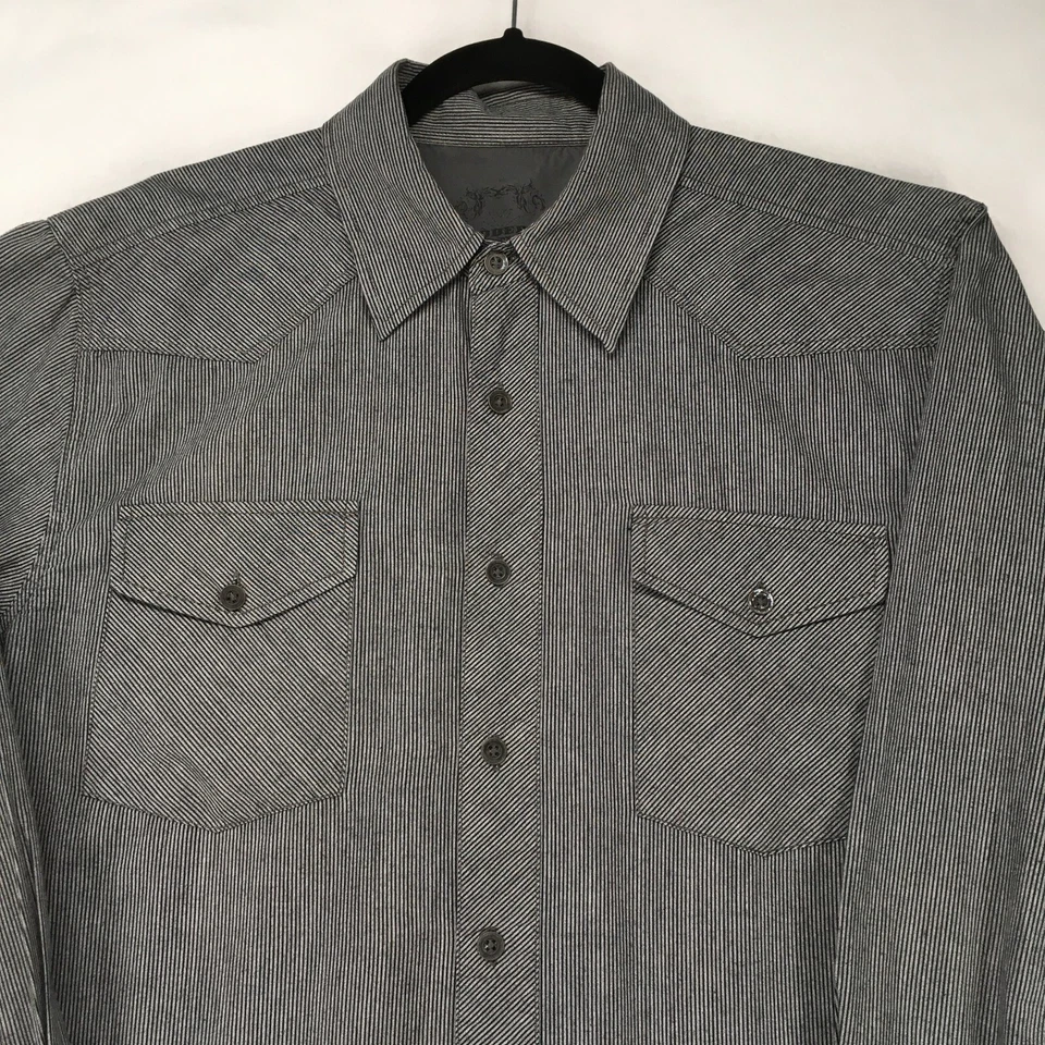 MODERN CULTURE Men's Shirt Large Striped Gray Graphic Honour Liberty Integrity - Image 4 of 4