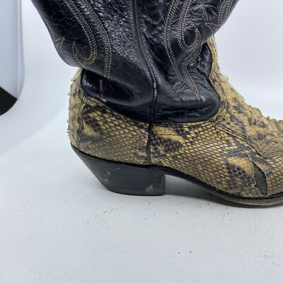 Vintage Dan Post Leather & Snakeskin Cowboy Boots | eBay