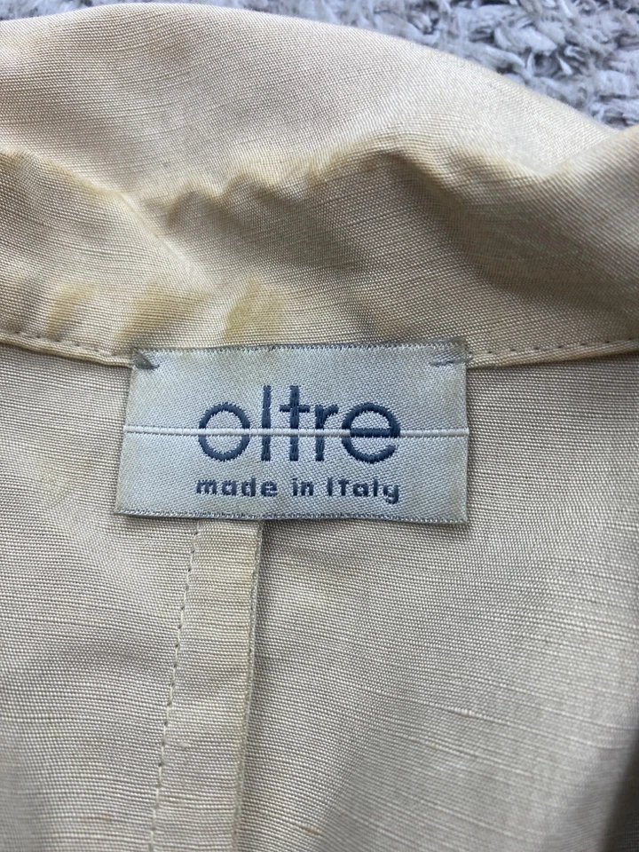 Chaqueta Oltre Mujer 12 Beige Lino Lino Abrigo Deportivo Blazer Corto Hecho en Italia De Colección Foto 3 de 4